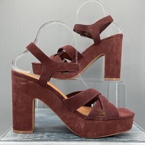 NEW Splendid Women’s Piper Suede Platform Sandals Brown Size 9M